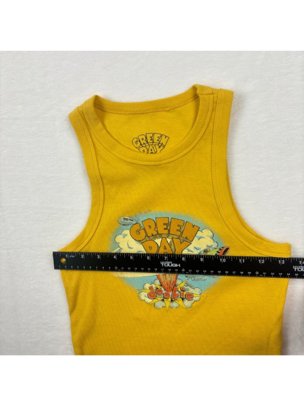 Green Day Dookie Yellow Baby Tank Top Small Band Merch Cotton Cropped - Picture 4 of 7